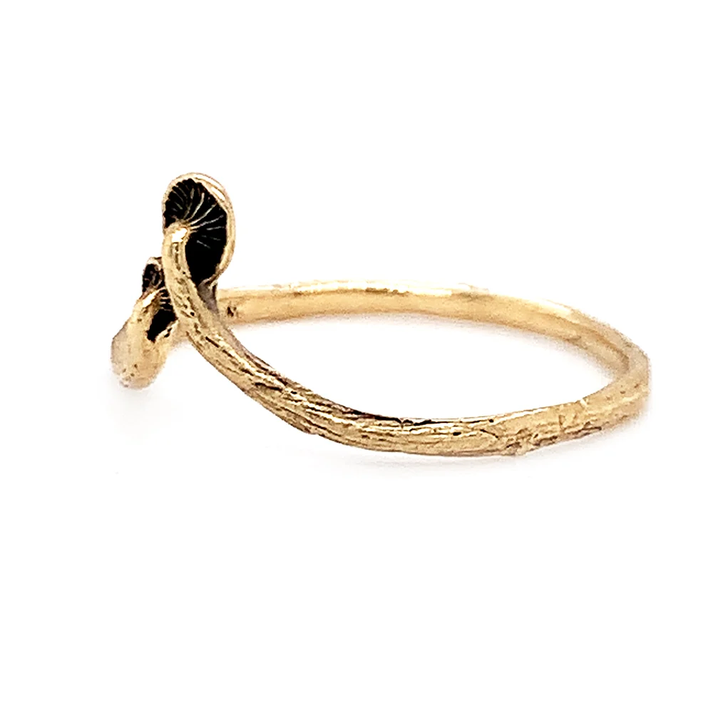Yellow Gold Mushroom Ring - "Tiniest of Twins" - Image 2