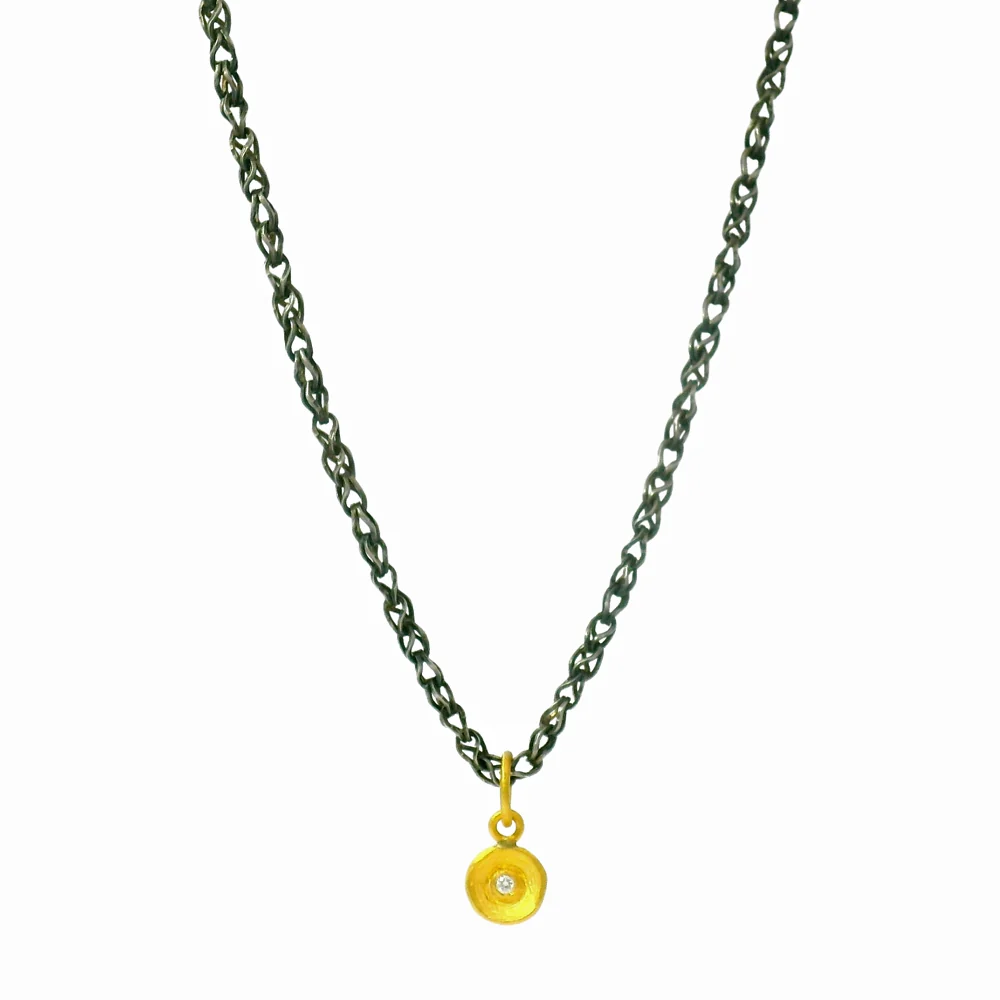 24K Yellow Gold & Diamond Pendant - "Golden Orb" - Image 2