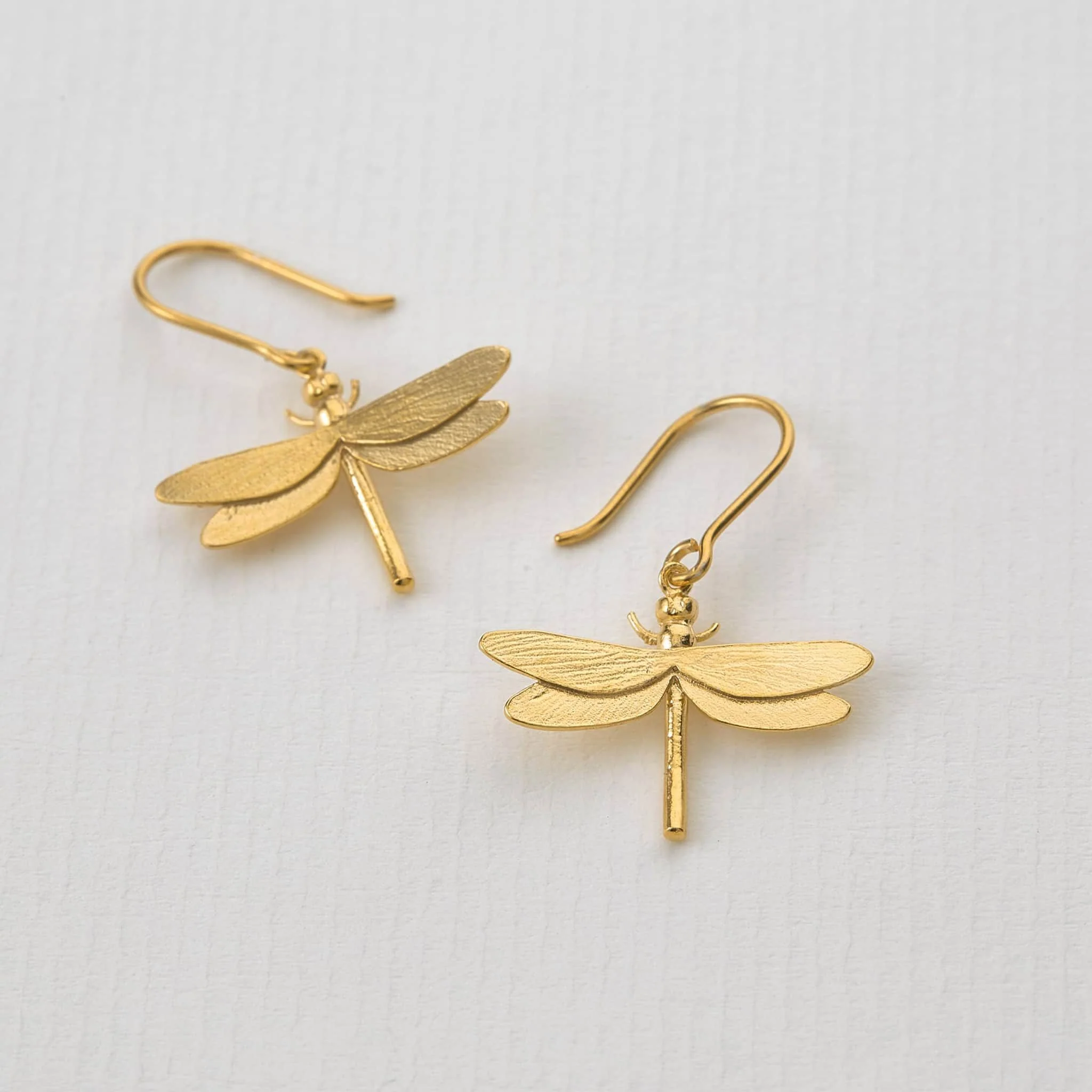 Gold Vermeil Hook Earrings - "Dragonfly" - Image 3