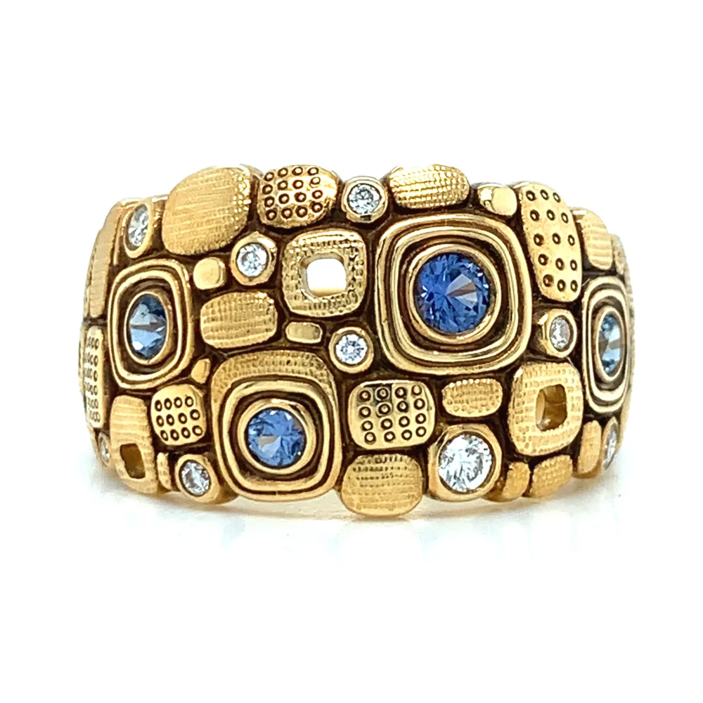 Yogo Sapphire Diamond Ring- "Little Windows"