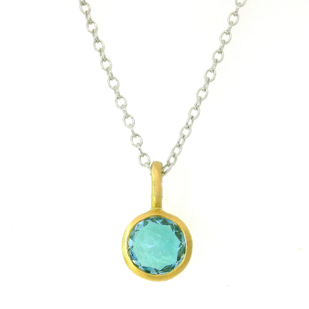 Aquamarine & Yellow Gold Pendant - "Misty Sea" - Image 2