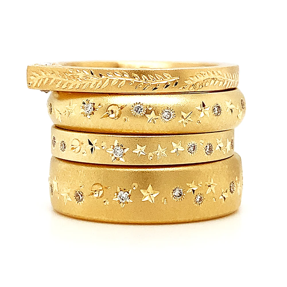 Celestial Yellow Gold & Diamond Ring - "A Sprinkle of Stars" - Image 6