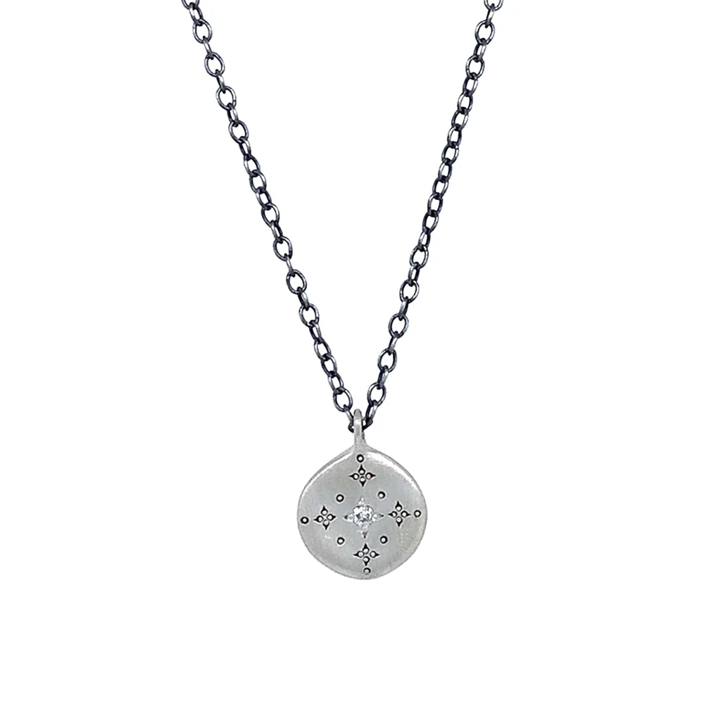 Diamond & Sterling Silver Necklace - "New Moon" - Image 3