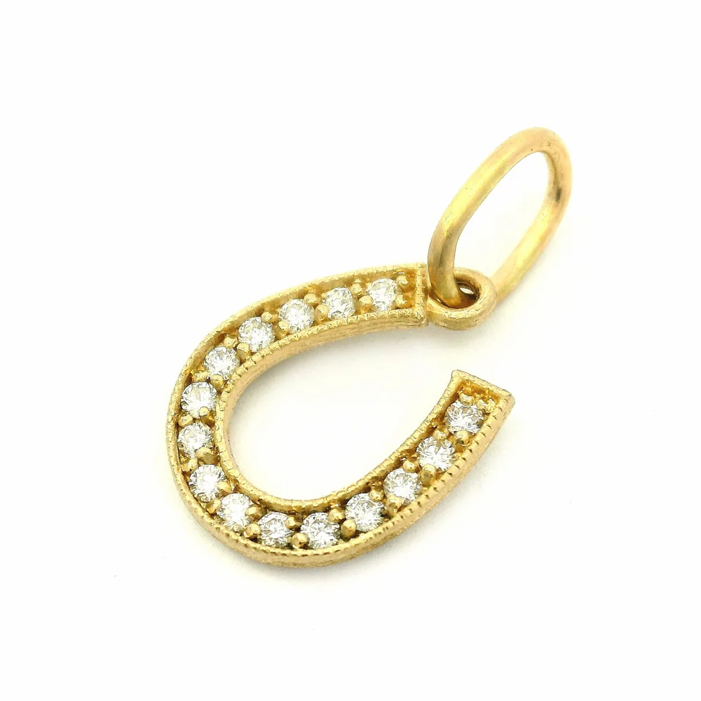 Diamond Gold Horseshoe Charm – "Vivi Ama Vita"