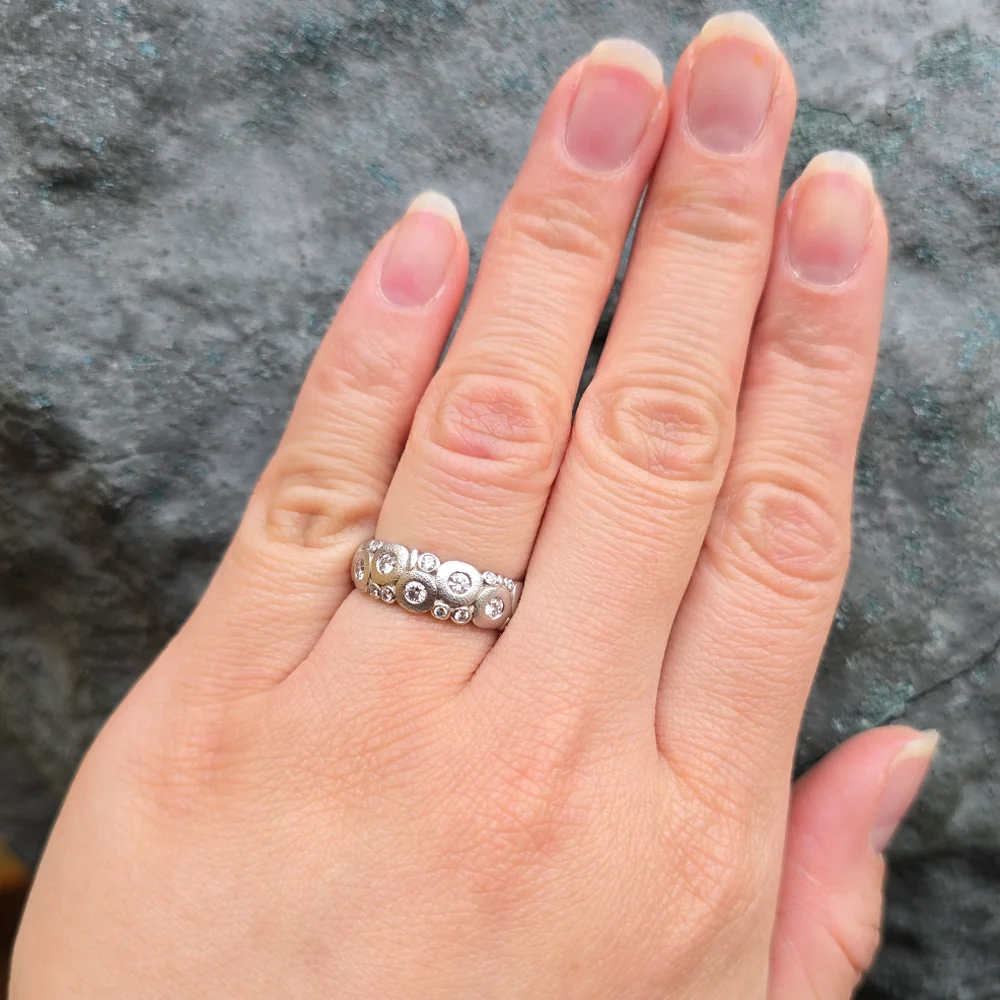 Diamond & Platinum Domed Ring - "Candy" - Image 3