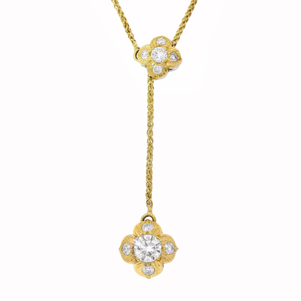 Diamond Two-Tone Reversible Lariat Necklace - "Quadrafolium" - Image 4