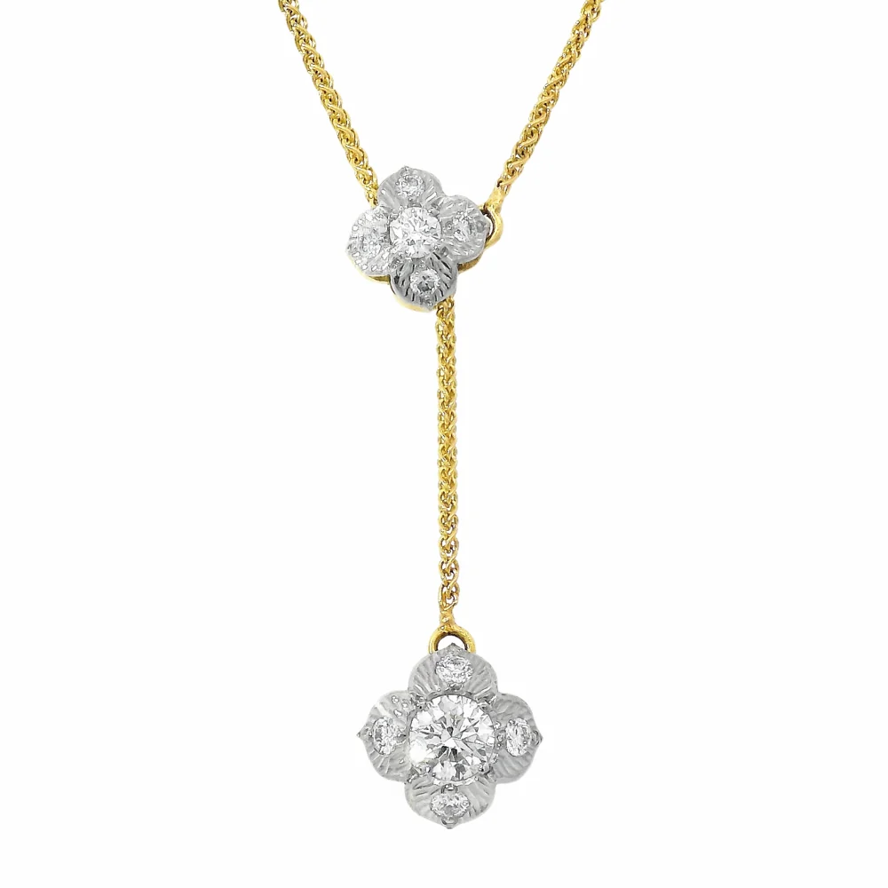 Diamond Two-Tone Reversible Lariat Necklace - "Quadrafolium" - Image 6