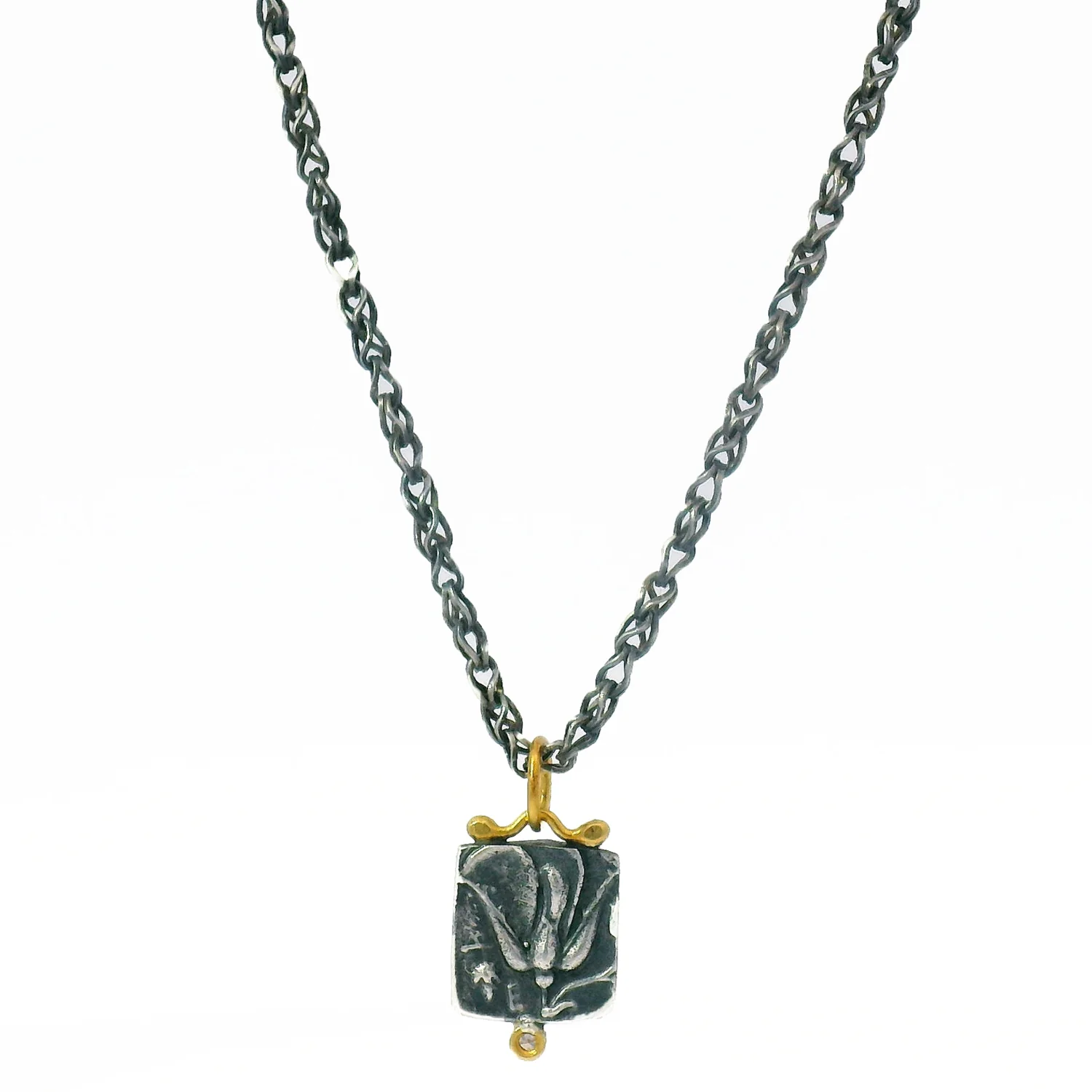 Diamond, Silver & Gold Pendant - "Apollo" - Image 5
