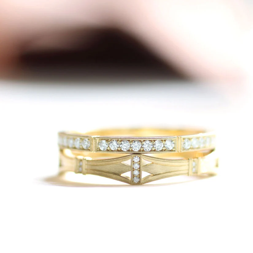 Yellow Gold & Diamond Band - "Helena" - Image 3