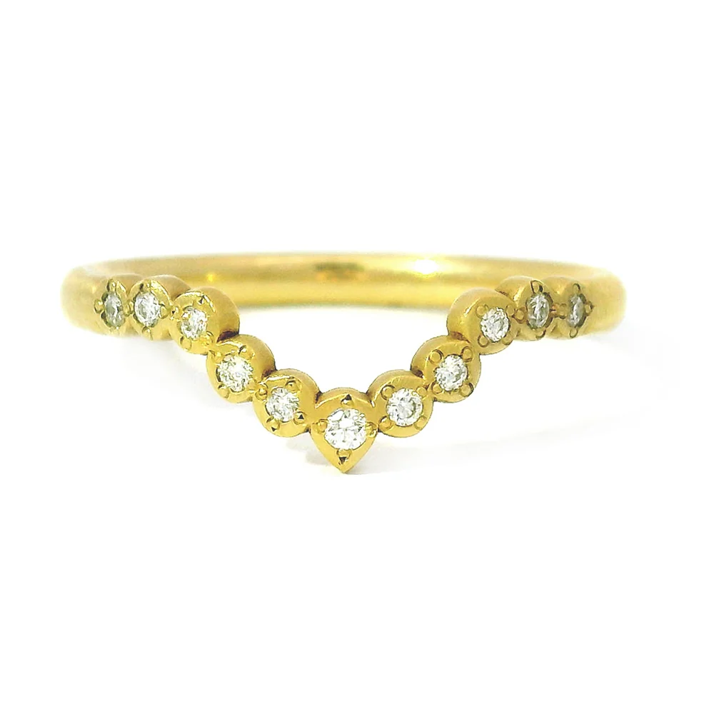 Diamond & Yellow Gold Nesting Band - "Pointed River Rocks" - Image 3