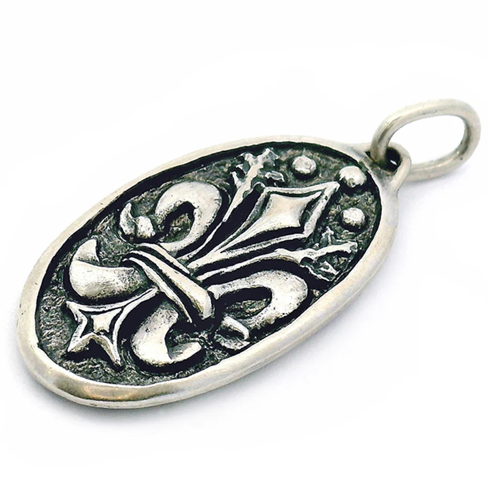 Fleur de Lis & Diamond Oval Pendant - "North Star" - Image 2