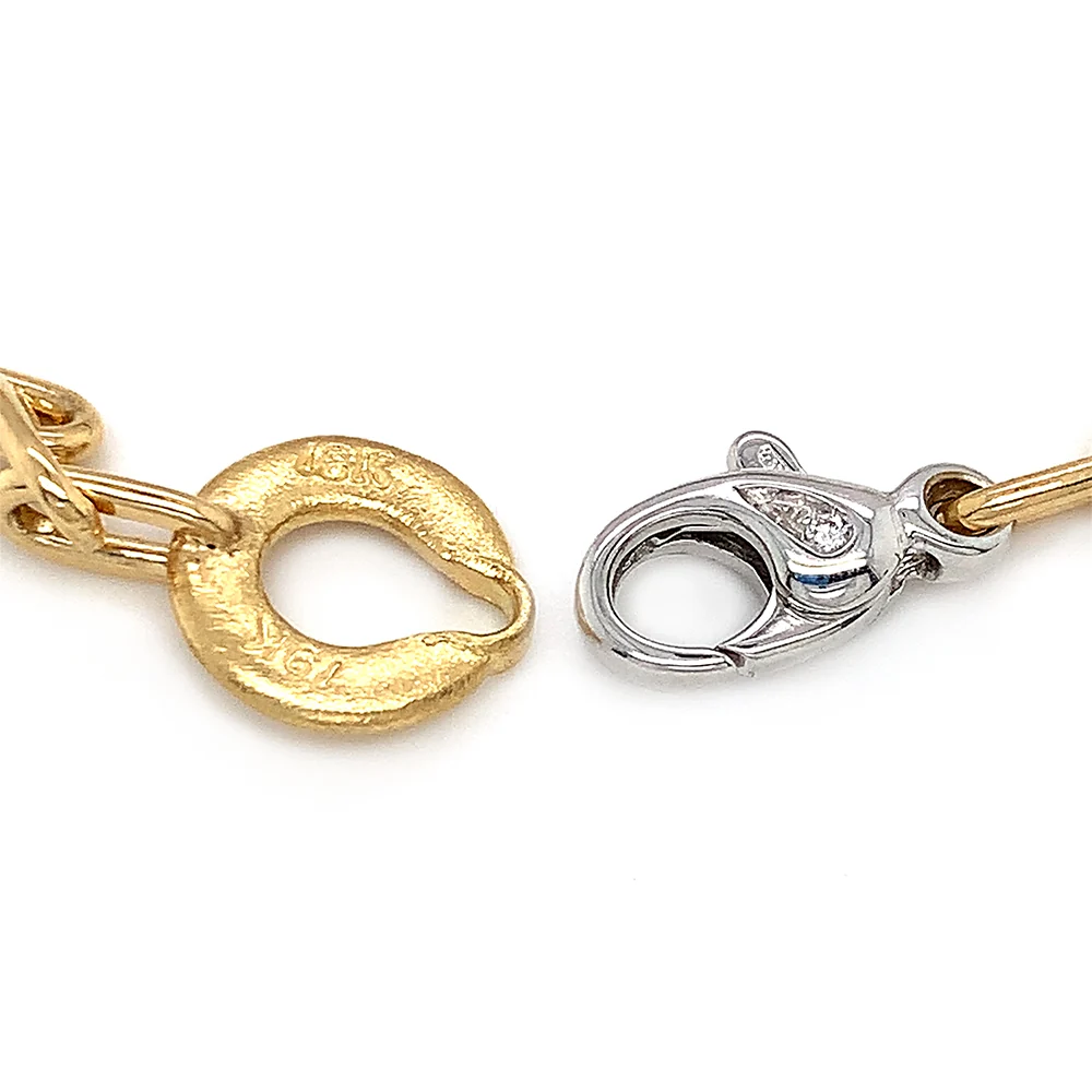 Gold & Platinum Diamond Link Bracelet - "Southern Oak Leaf" - Image 4