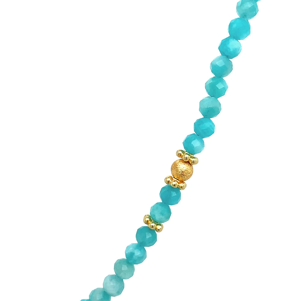Gold Vermeil & Amazonite Beaded Necklace - Image 3