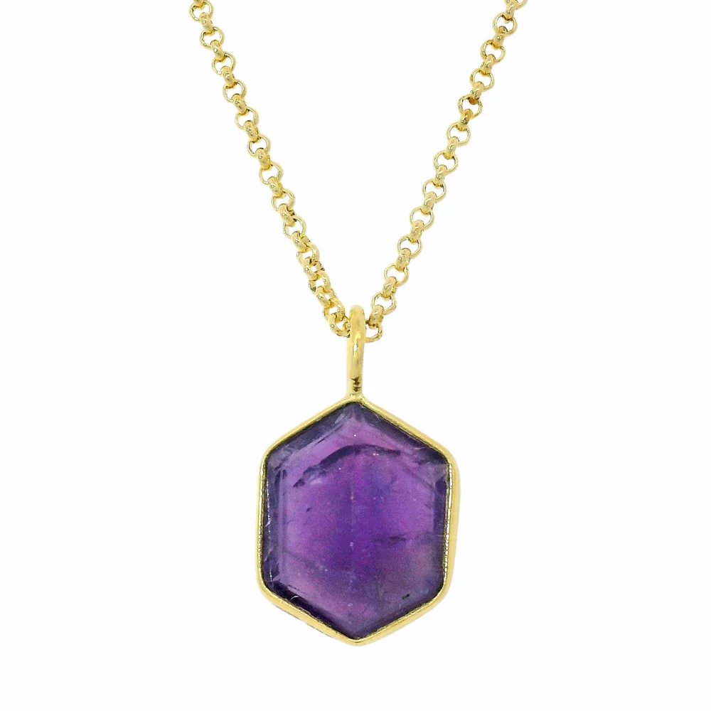 Gold Vermeil & Amethyst Necklace "Geo" - Image 2