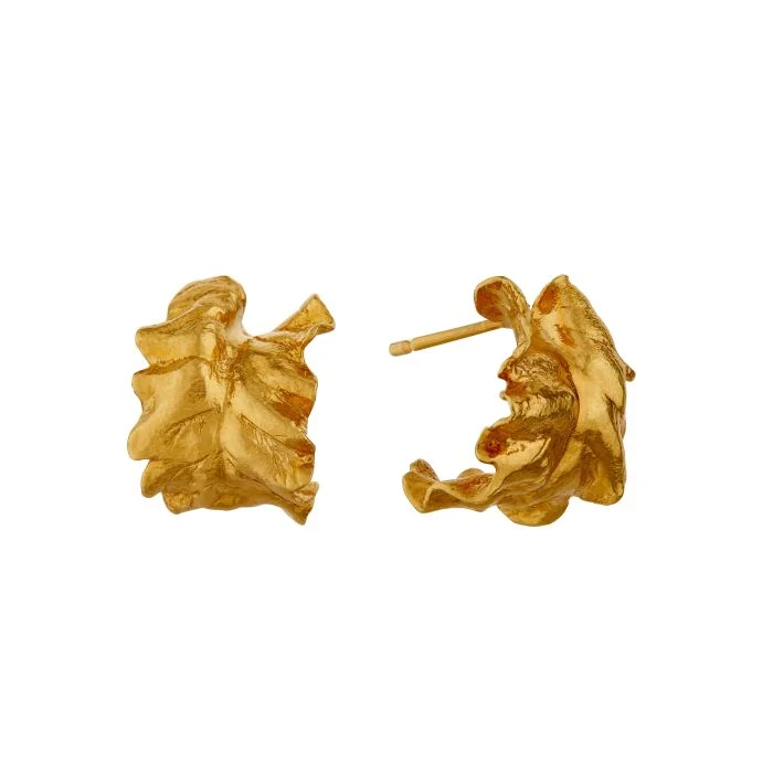 Gold Vermeil Hoop Earrings - "Leafy Chard" - Image 4