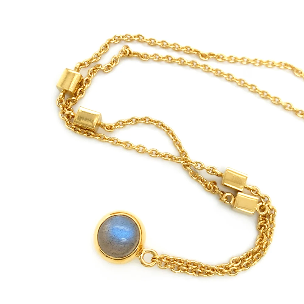 Gold Vermeil Labradorite Necklace - "Golden Mist " - Image 3