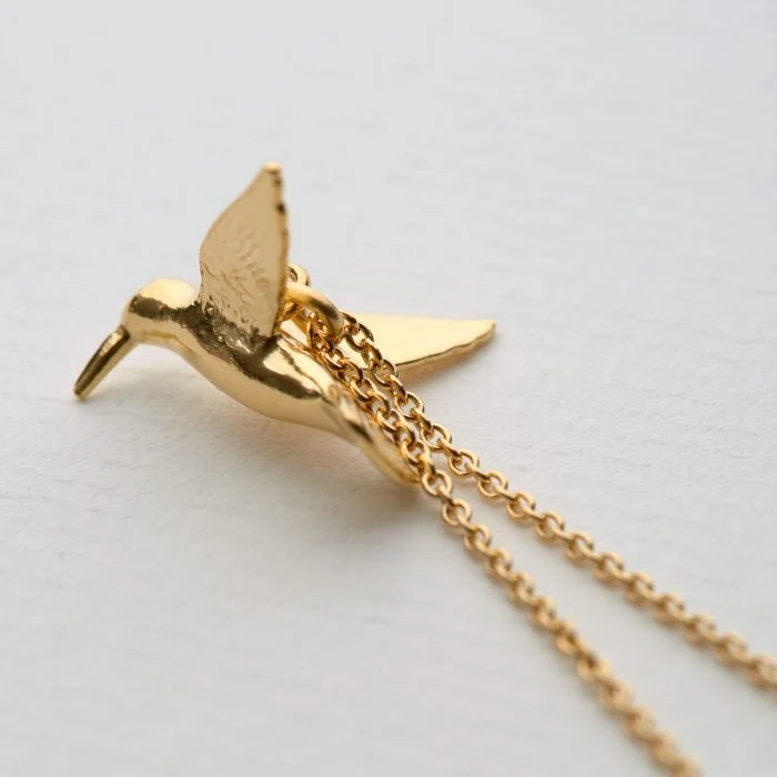 Gold Vermeil Necklace - "Hummingbird" - Image 2