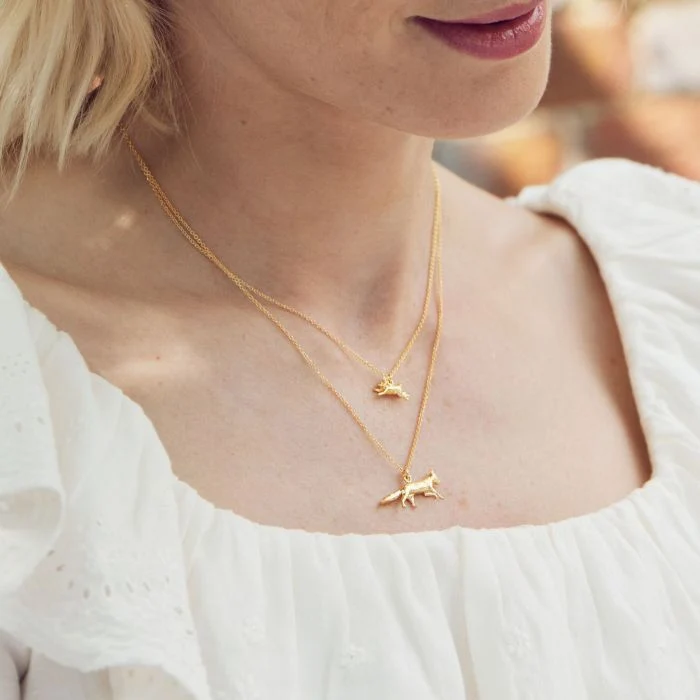 Gold Vermeil Necklace - "Prowling Fox" - Image 4