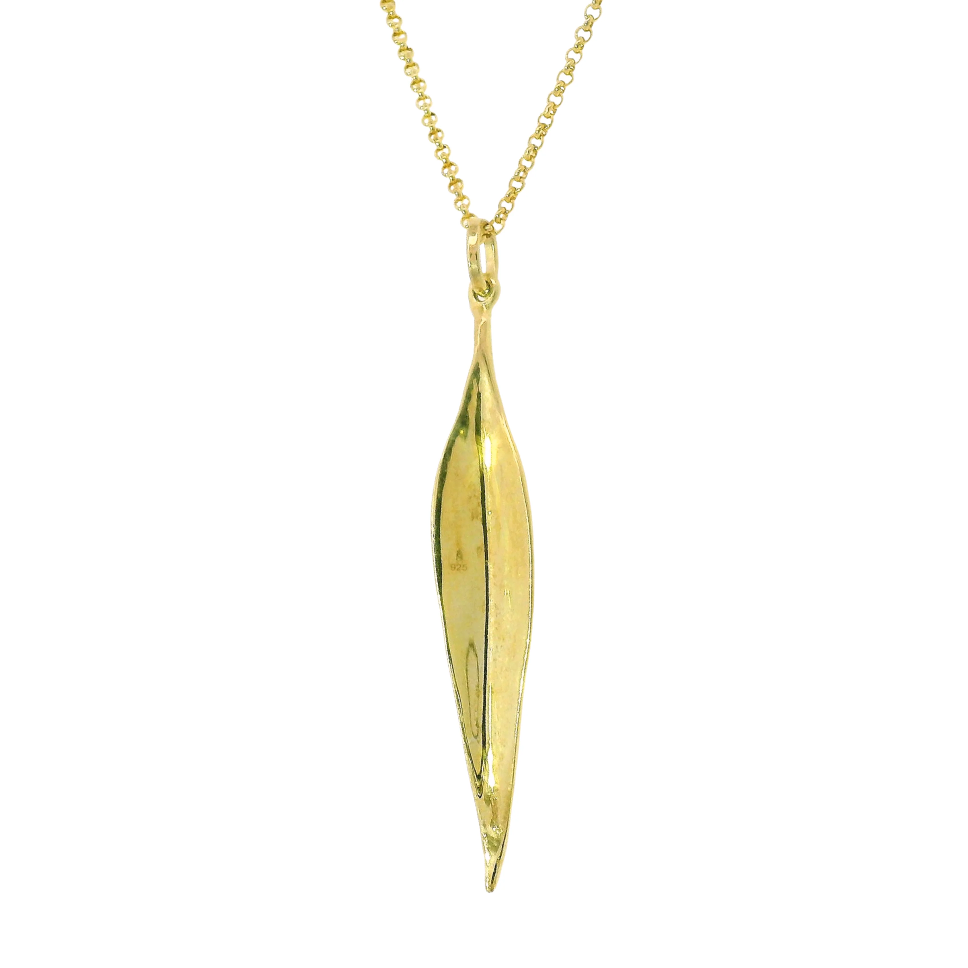 Gold Vermeil Large Leaf Necklace - "Forest" - Image 3
