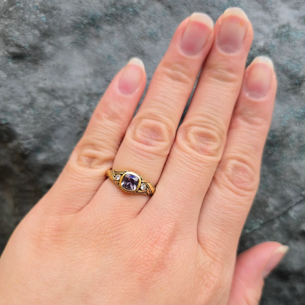 Mauve Montana Sapphire & Diamond Ring - "Reed" - Image 3