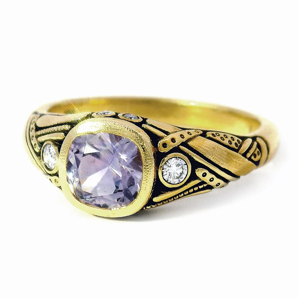Mauve Montana Sapphire & Diamond Ring - "Reed" - Image 4