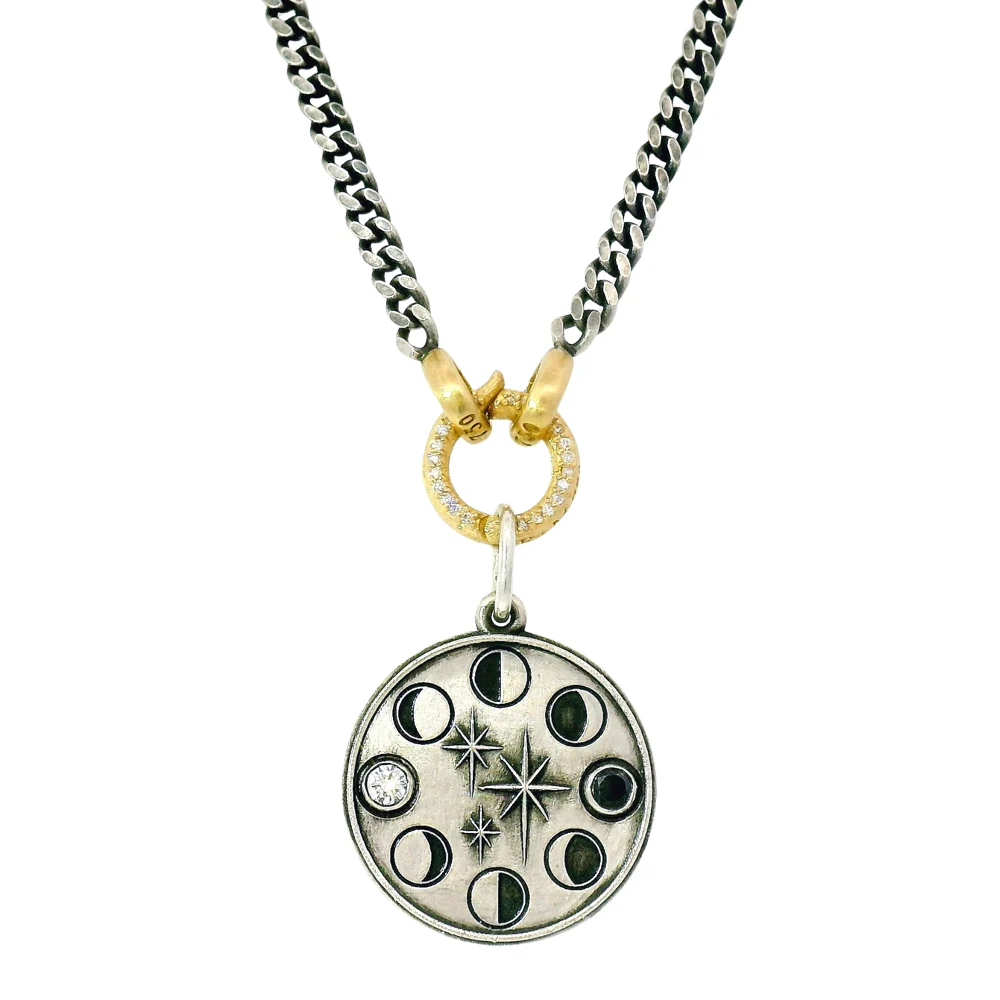 Sterling Silver & Diamond Pendant - "Moon Phases" - Image 3