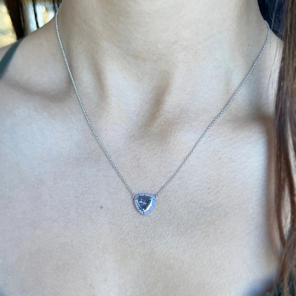 Montana Sapphire & Enamel Necklace - "Rock Candy Lavender" - Image 4