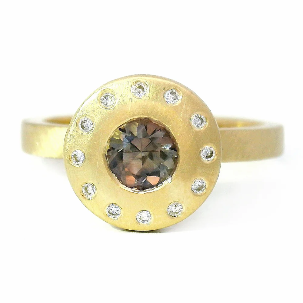 Montana Sapphire Origami Ring Set- "Halo Duet" - Image 6