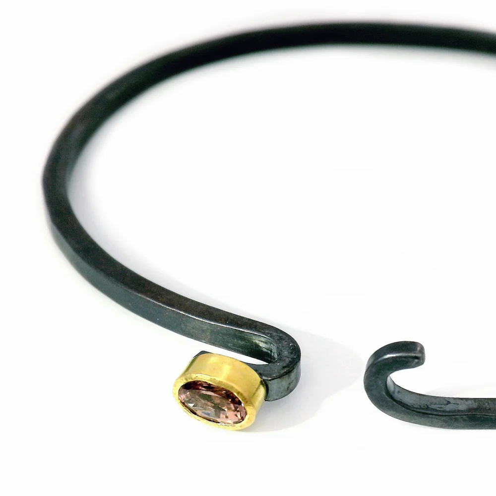 Pink Montana Sapphire Two-Tone Hook Bracelet - "Roselight" - Image 3