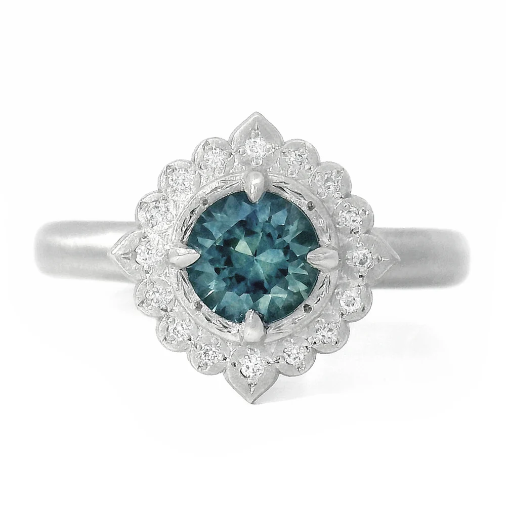 Montana Sapphire Platinum Ring "Flame"