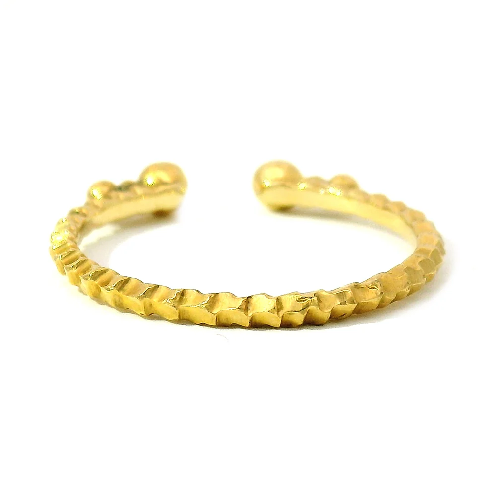 Narrow Opening Yellow Gold Ring Jacket with Diamonds - "Dragon Scale" - Image 3