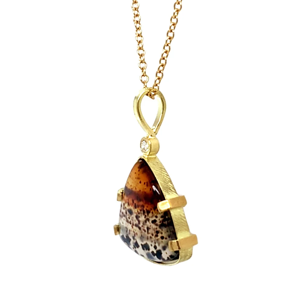 One-of-a-Kind Montana Agate & Diamond Necklace - "River Bank" - Image 3