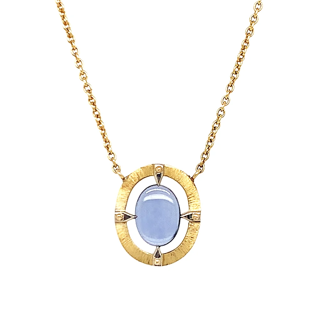 One-of-a-Kind Yogo Sapphire Two Tone Gold Necklace - "Floating Majesty" - Image 3