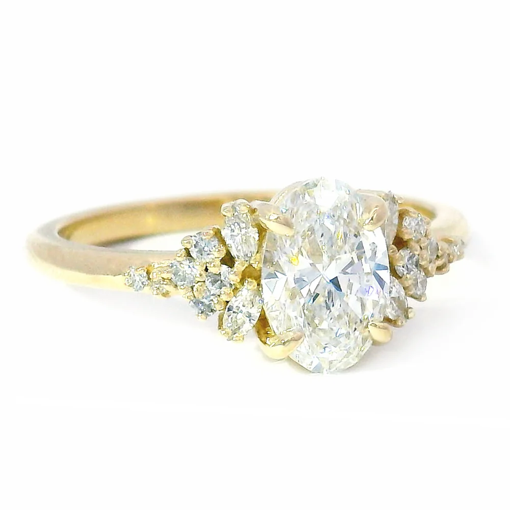 Oval Lab Grown Diamond Cluster Ring - "Aster" - Image 3