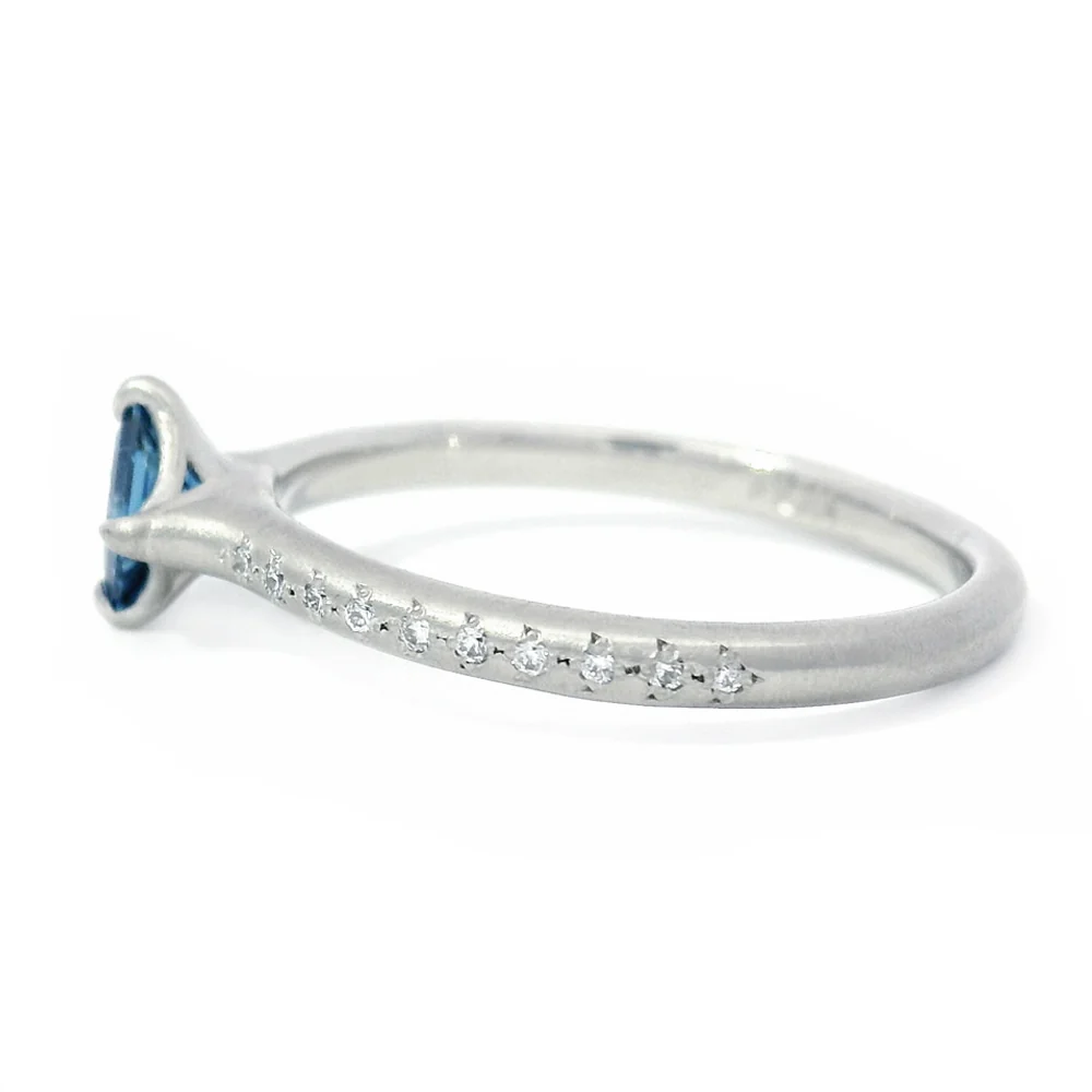 Princess-Cut Yogo Sapphire & Diamond Ring - "Winter Rosebud" - Image 3