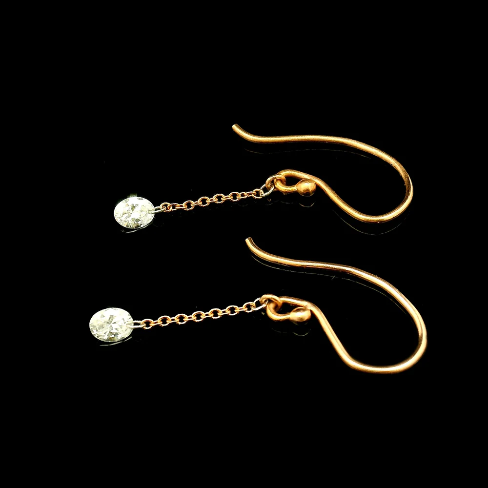 Rose Gold and Platinum Diamond Drop Earrings - "Origins" - Image 2