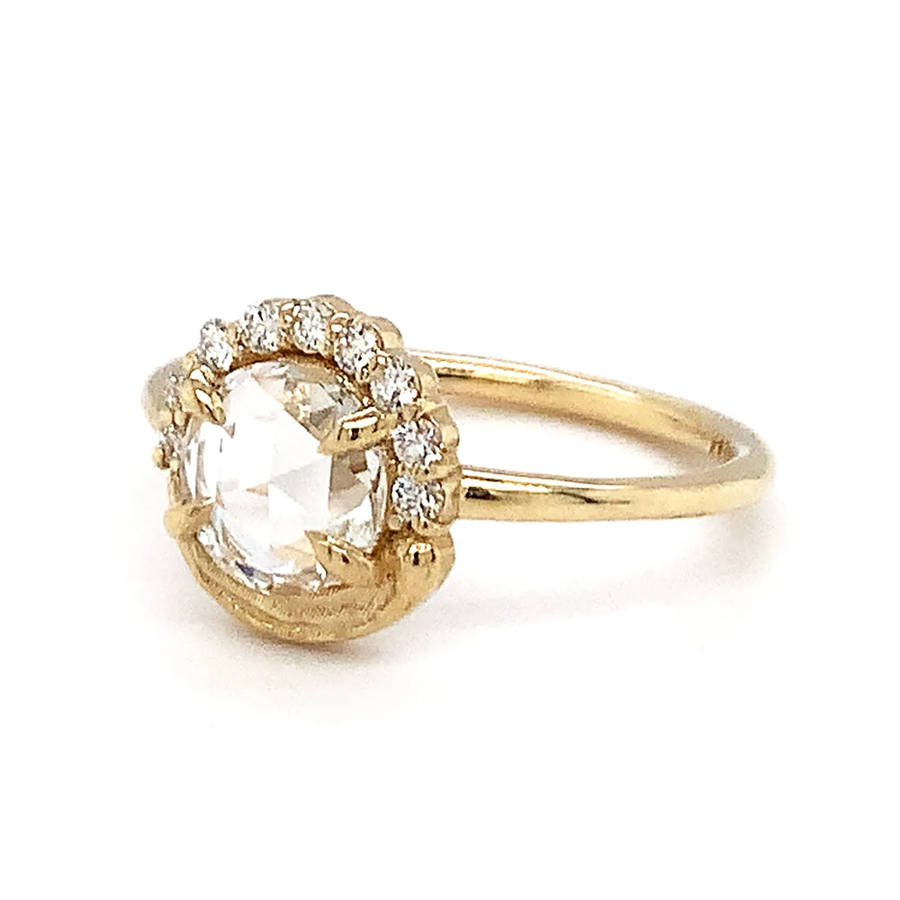 Rosecut Diamond & Yellow Gold Engagement Ring - "Renoir" - Image 3