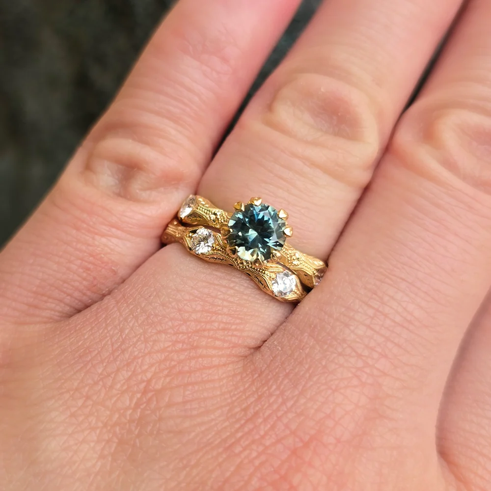 Montana Sapphire & Diamond Yellow Gold Ring - "Nectere" - Image 6