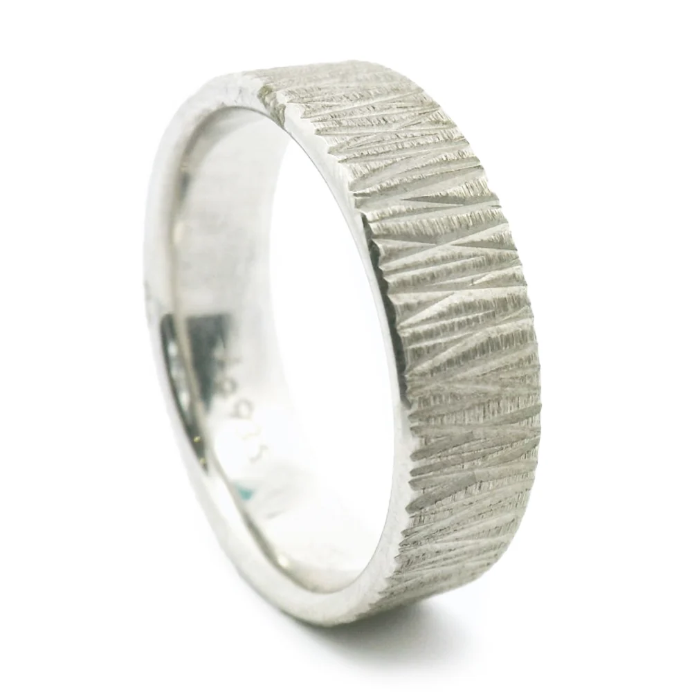 Sterling Silver Band - "Tree Bark" - Image 2