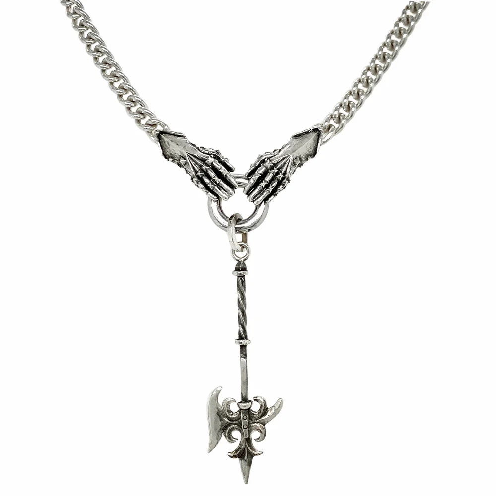 Sterling Silver Double Gauntlet Necklace - "Solemn Oath" - Image 7