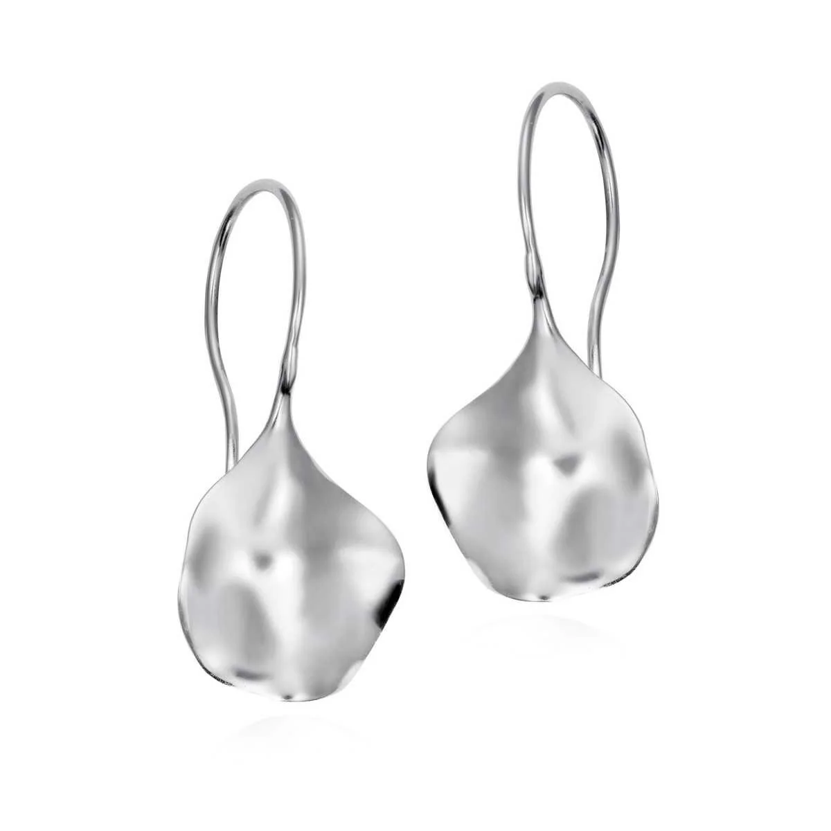 Sterling Silver Rippled Disk Drop Earrings - "Silver Aqua"