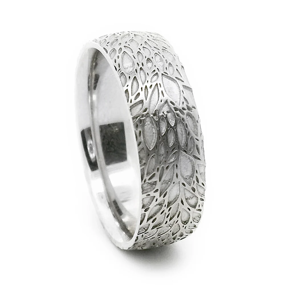 Sterling Silver Hand Engraved Ring - "Leafy Breeze" - Image 2