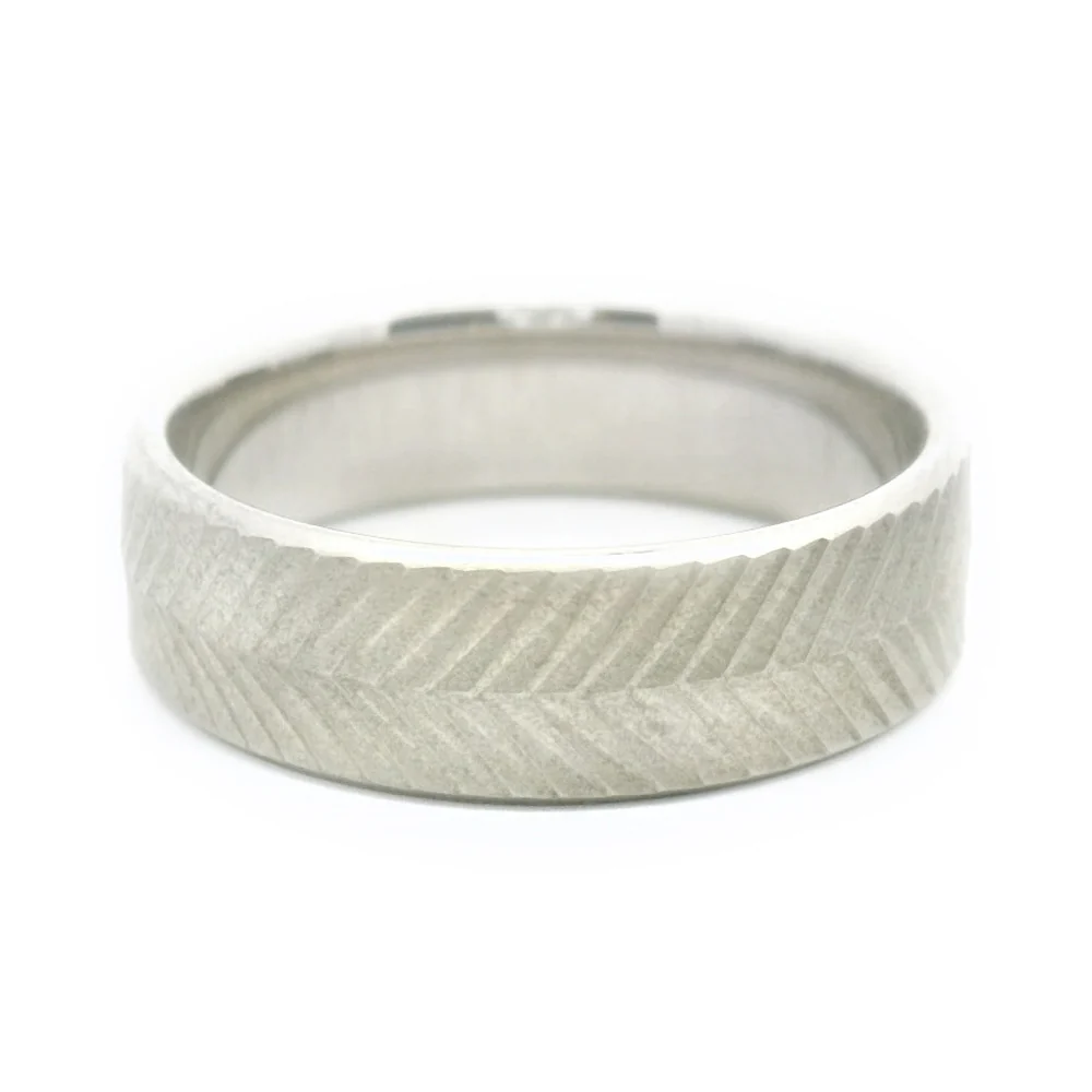 Sterling Silver Men's Band - "Chevron"