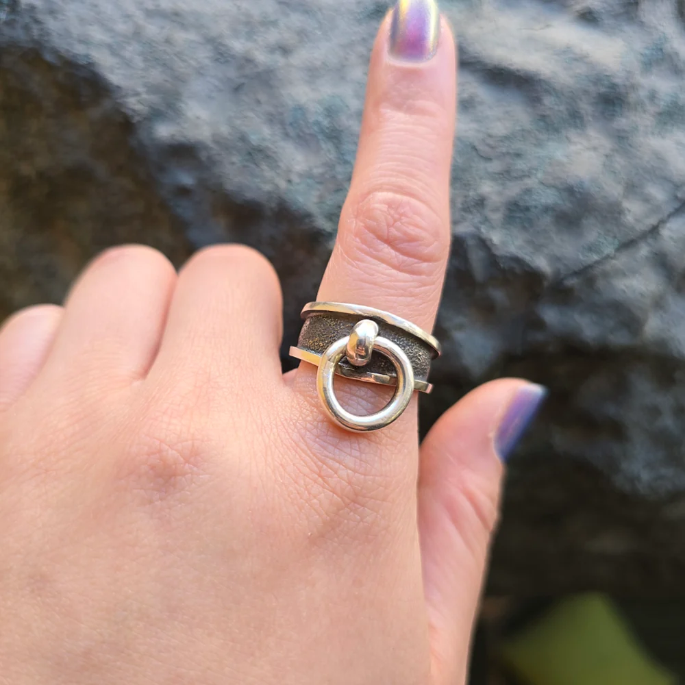 Oxidized Sterling Silver Ring - "Tether" - Image 5