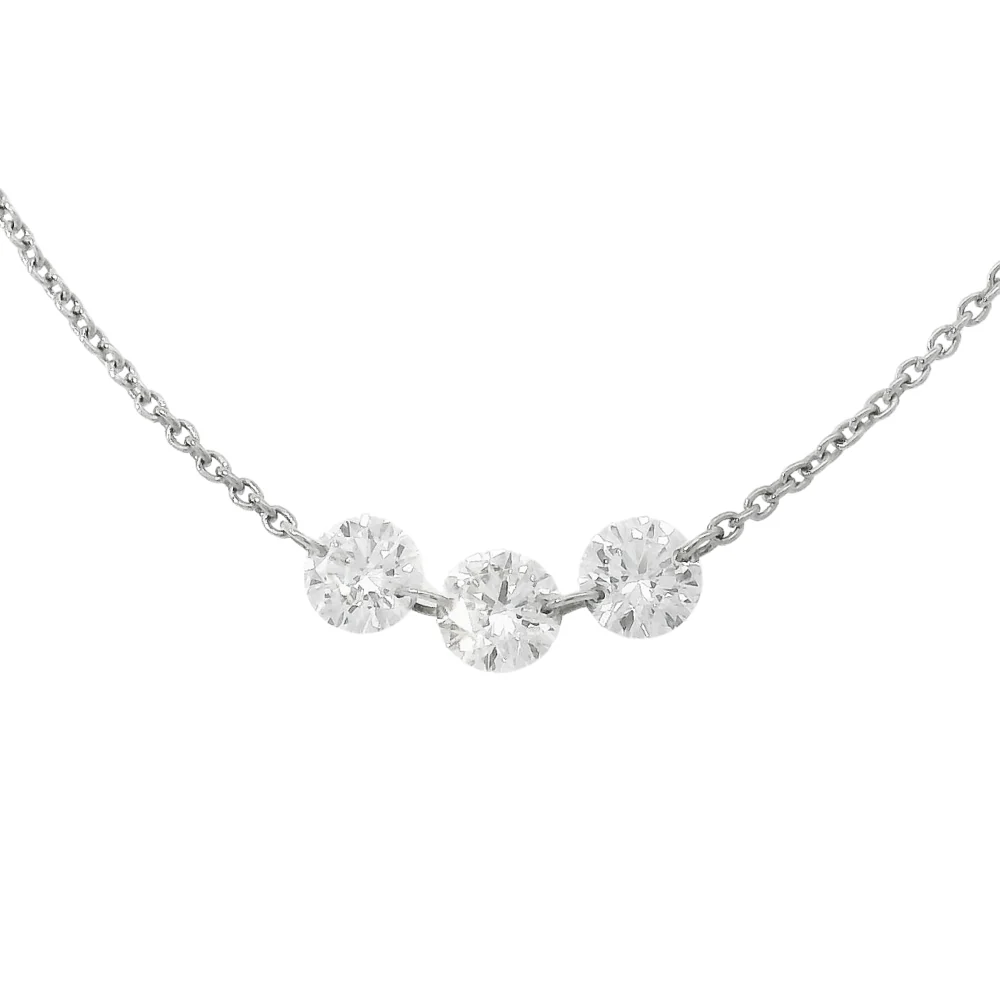 Three Stone Petite Diamond Necklace - "Trinity" - Image 3