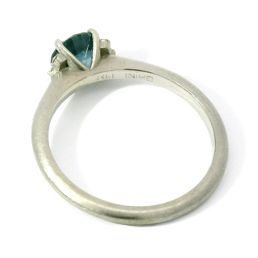 Blue Montana Sapphire & Diamond Engagement Ring - "Livia" - Image 5