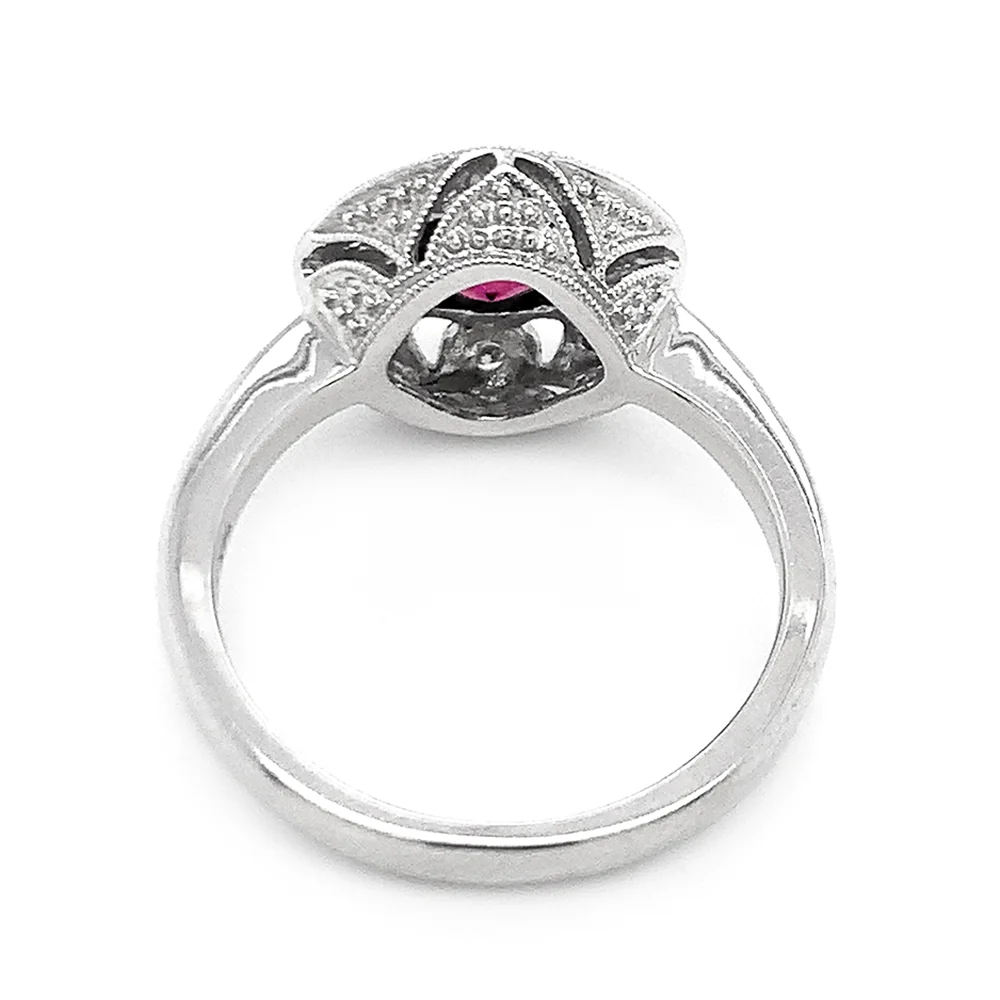 White Gold Diamond and Rhodolite Ring - Image 6