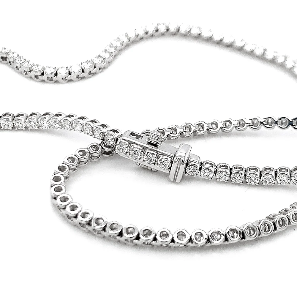 White Gold Diamond Tennis Necklace - "Cascade of Diamonds" - Image 3
