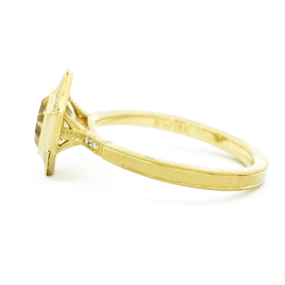 Modified Octagonal Step Cut Diamond Engagement Ring - "Georgia Halo" - Image 4