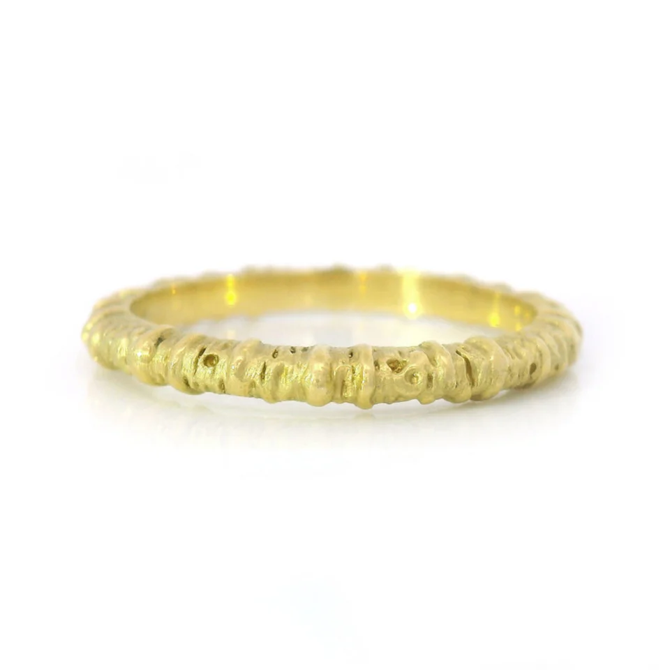 Yellow Gold Textured Band - "Aspen"
